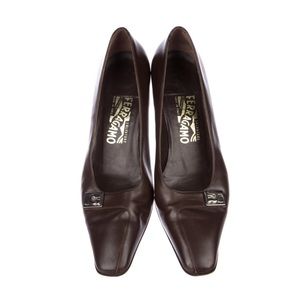 Salvatore Ferragamo Brown Leather Pumps